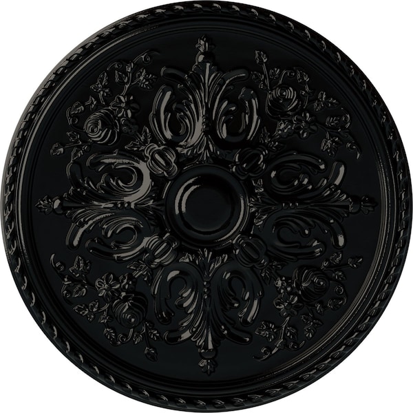 Ekena Millwork Bradford Ceiling Medallion (Fits Canopies up to 6 5/8"), Hand-Painted Black Pearl, 32 5/8"OD x 2"P CM32BRBPS - main